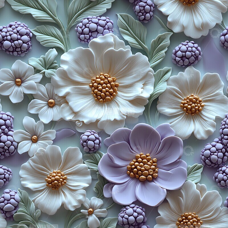 高清大图下载【趣麦麦图】紫色花纹粘土细节1