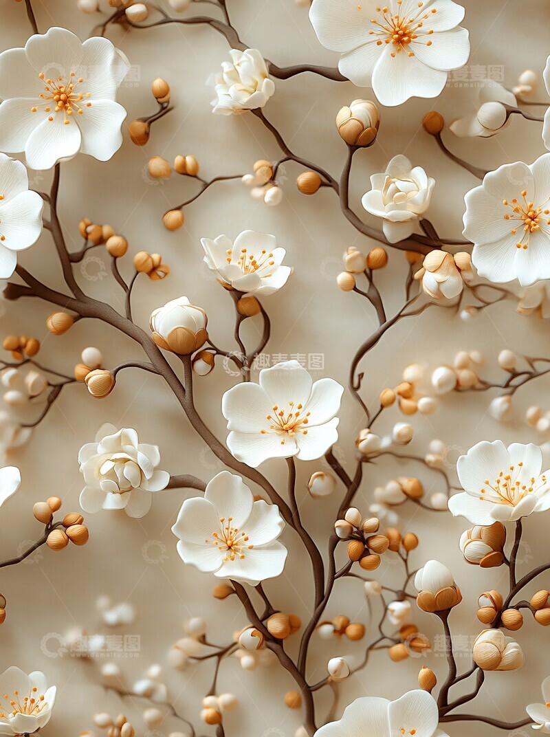 高清大图下载【趣麦麦图】塑料花朵藤蔓壁纸1