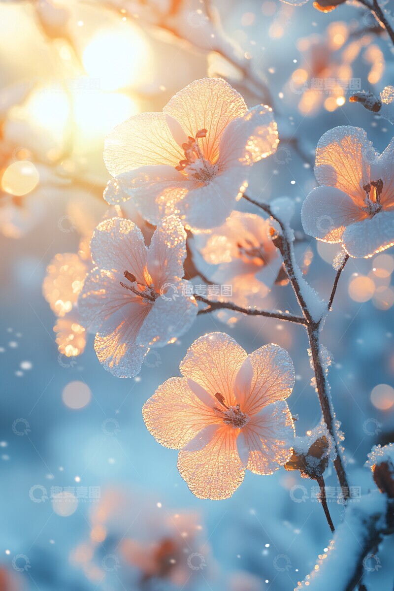 高清大图下载【趣麦麦图】雪色透明花透明阳光颜色1