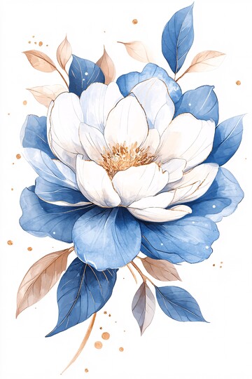 抽象花朵金色边框