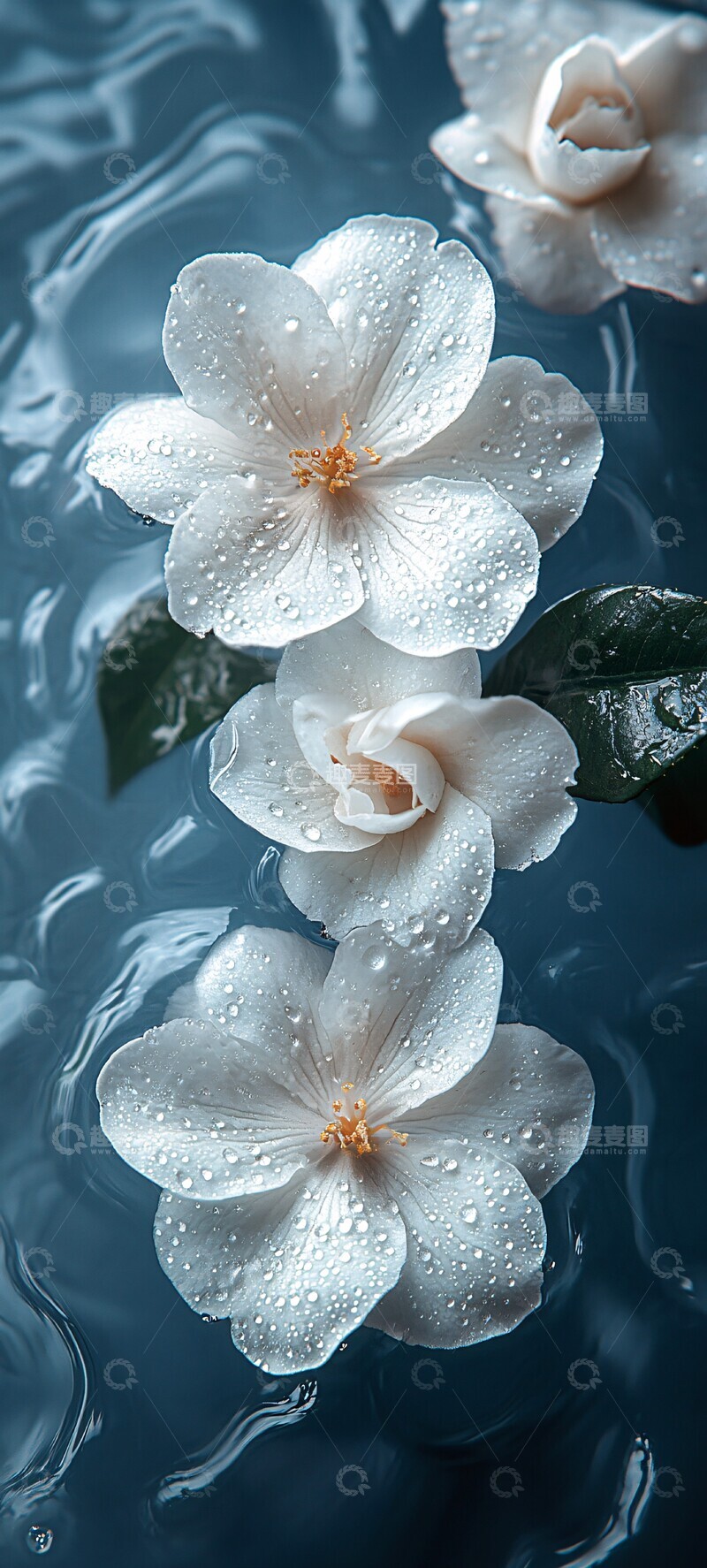 高清大图下载【趣麦麦图】白花园水滴摄影1