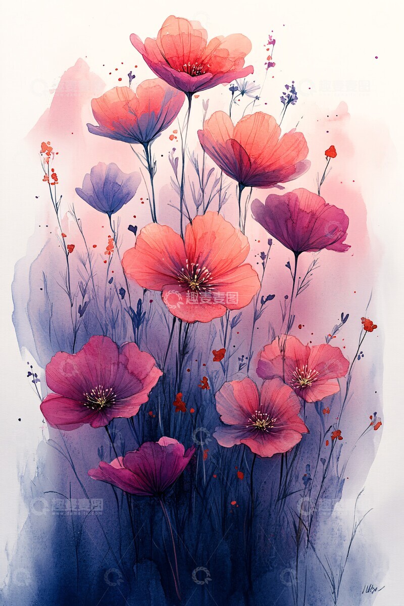 高清大图下载【趣麦麦图】梦幻水彩花园1