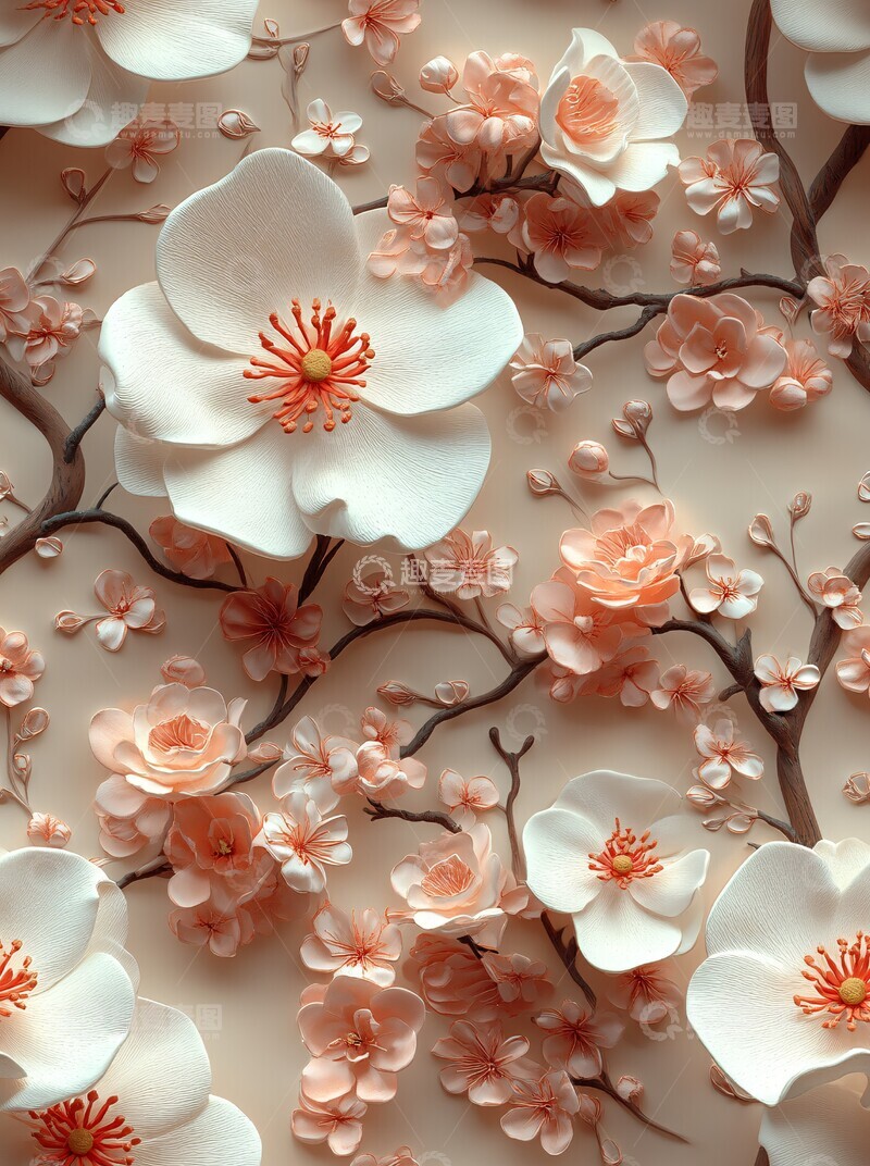 高清大图下载【趣麦麦图】塑料花朵藤蔓壁纸2