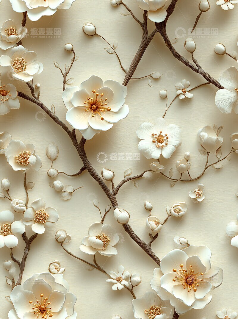 高清大图下载【趣麦麦图】塑料花朵藤蔓壁纸
