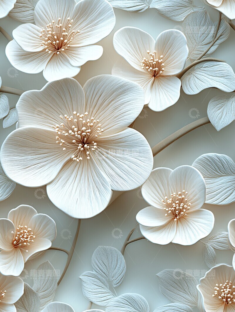 高清大图下载【趣麦麦图】-春日刺绣花纹3