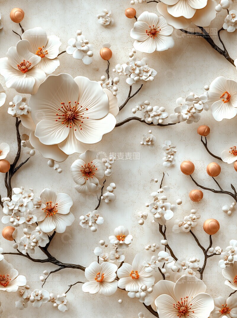 高清大图下载【趣麦麦图】塑料花朵藤蔓壁纸3