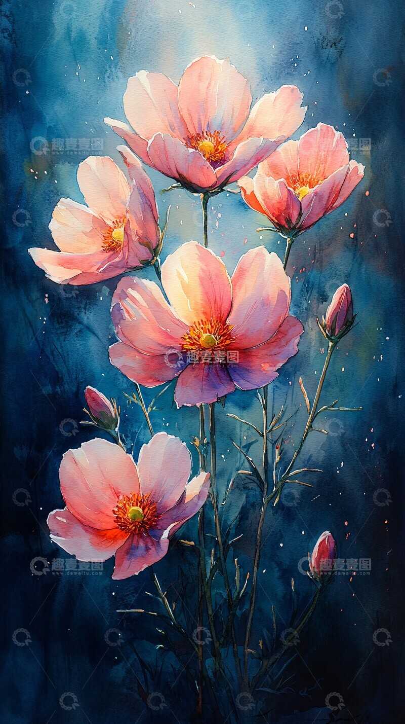 高清大图下载【趣麦麦图】花园水彩花卉1