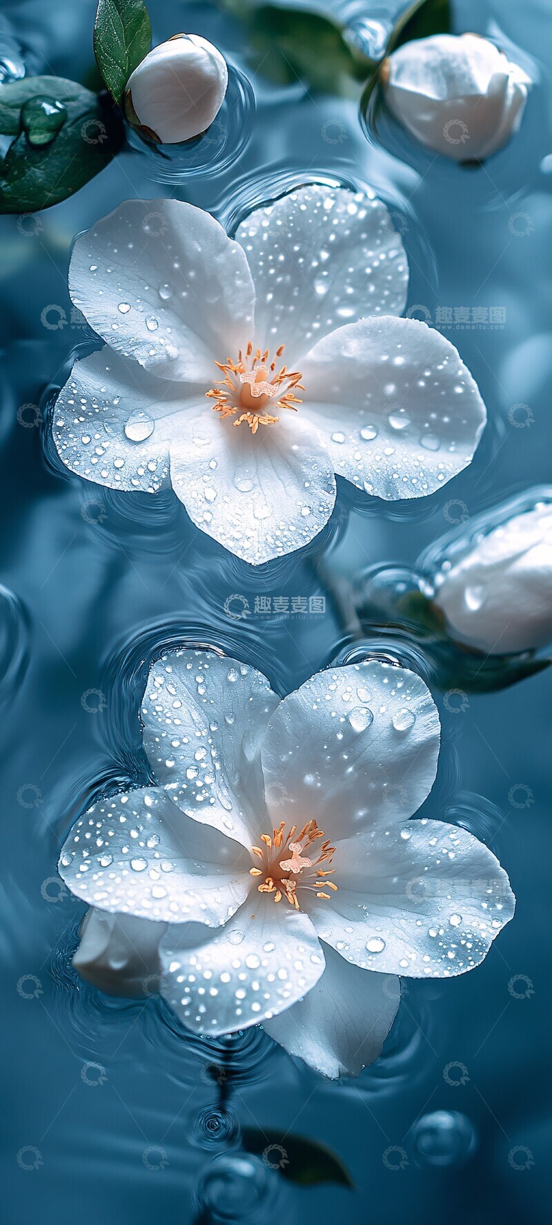 高清大图下载【趣麦麦图】白花园水滴摄影