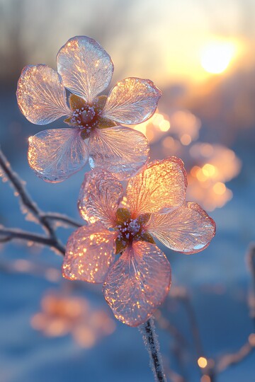雪色透明花透明阳光颜色2