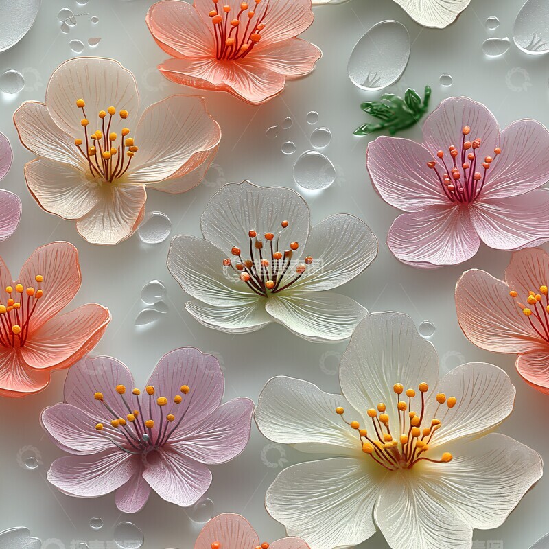 高清大图下载【趣麦麦图】樱花水纹图案1