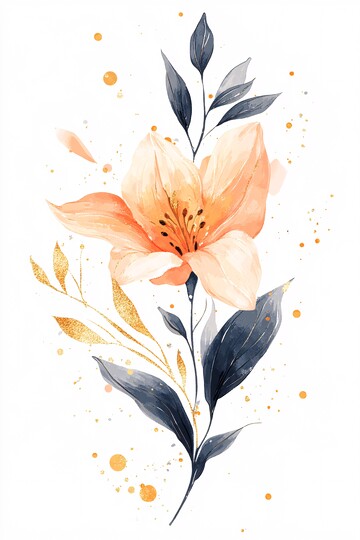抽象花朵金色边框3