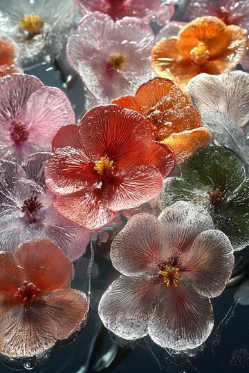 雪色透明花透明阳光颜色