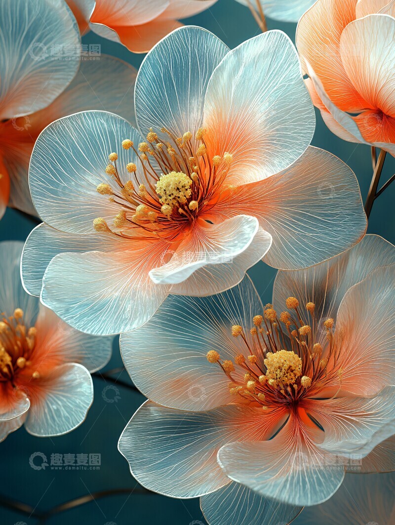 高清大图下载【趣麦麦图】酒精墨水金色花瓣2