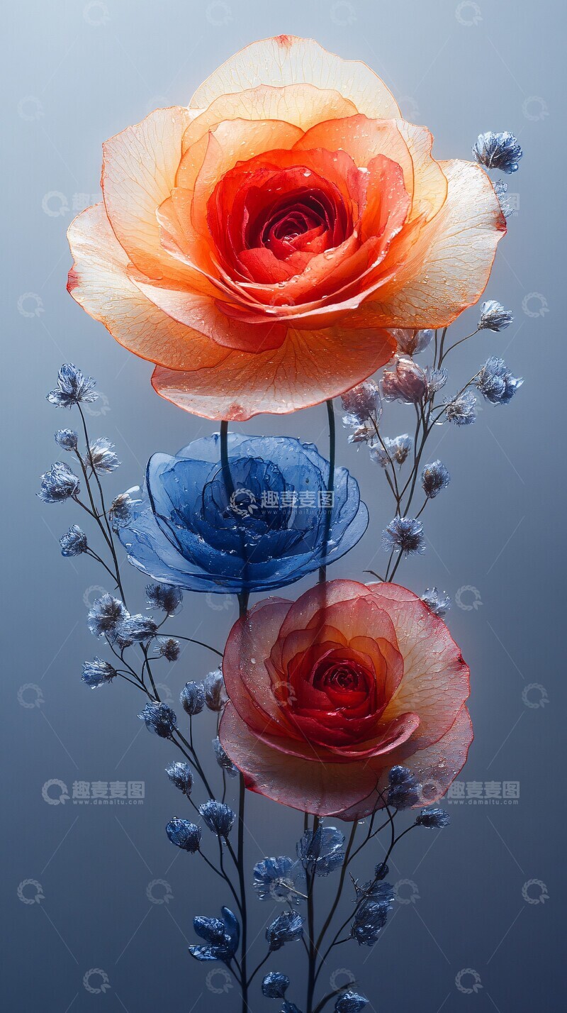 高清大图下载【趣麦麦图】夏日花影玫瑰形1