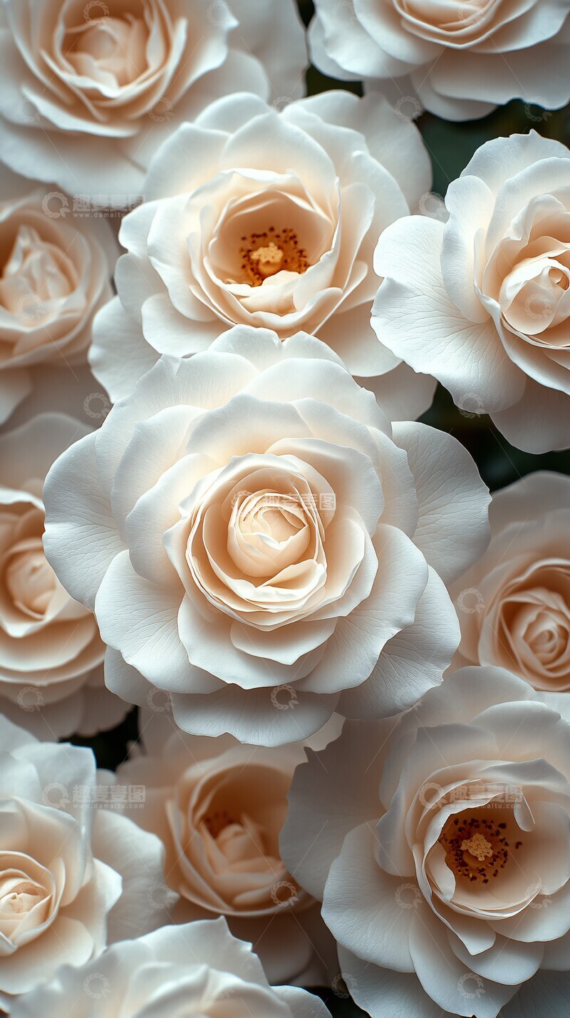 高清大图下载【趣麦麦图】白玫瑰珍珠壁纸1