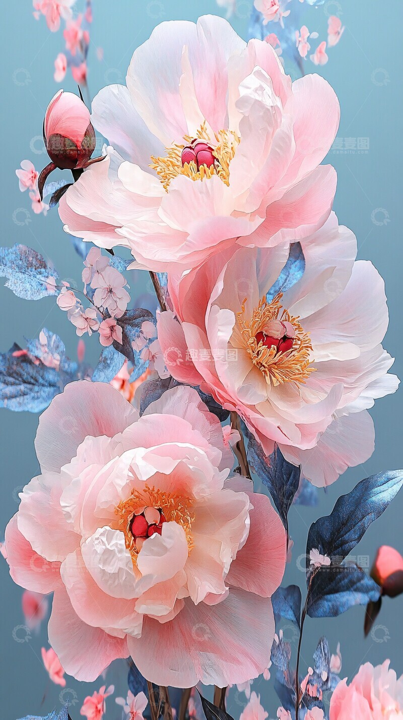 高清大图下载【趣麦麦图】粉红芍药仰拍图1