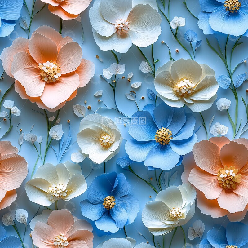 高清大图下载【趣麦麦图】粉色纸雕花朵墙2