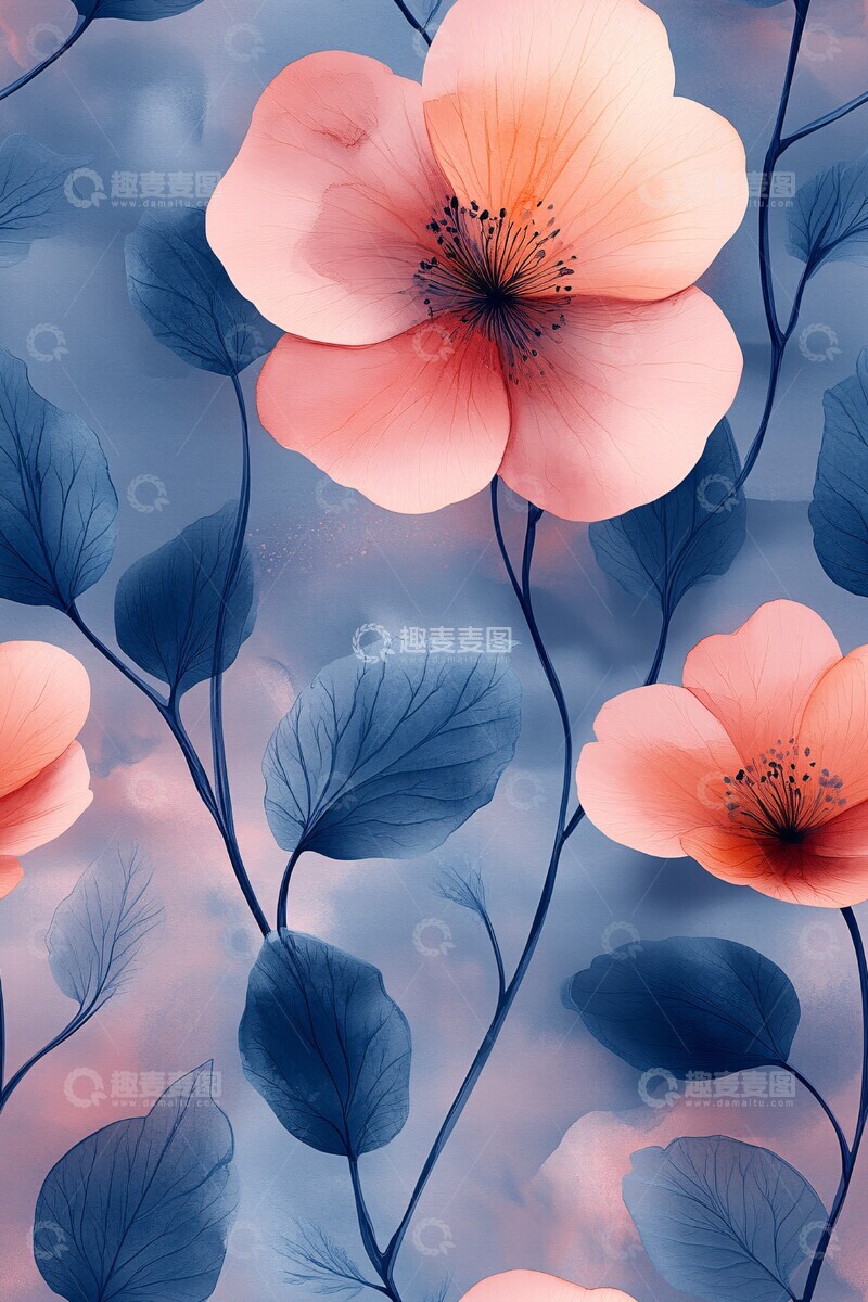 高清大图下载【趣麦麦图】水彩矢量花朵图案3