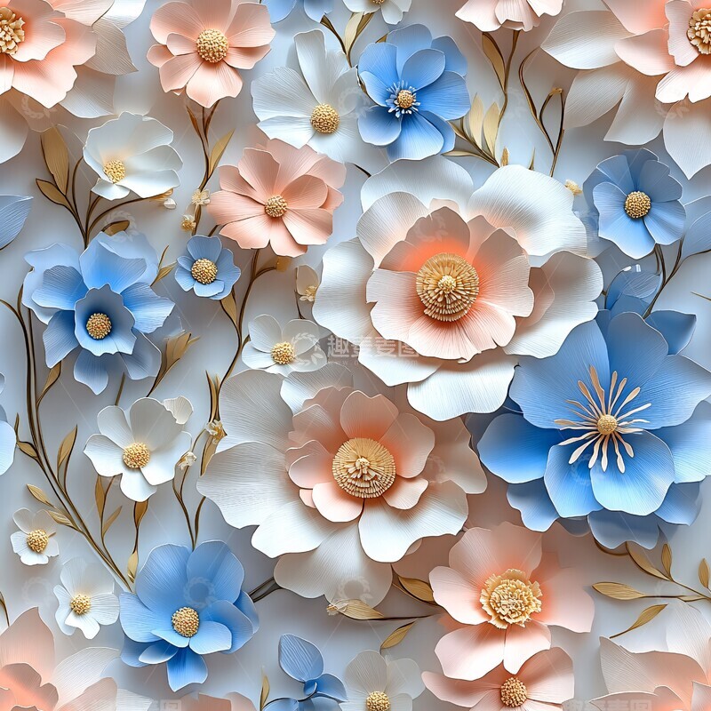 高清大图下载【趣麦麦图】粉色纸雕花朵墙1