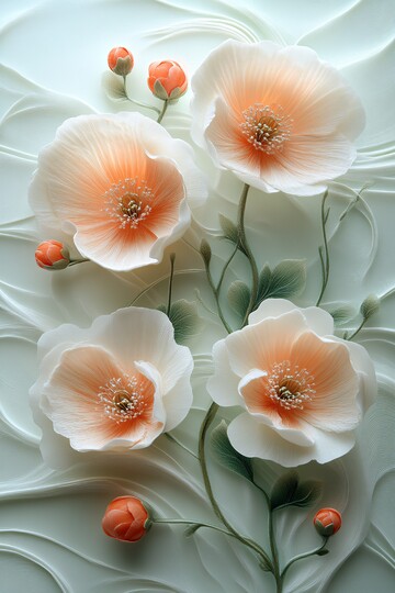 粉色花朵浮雕画1