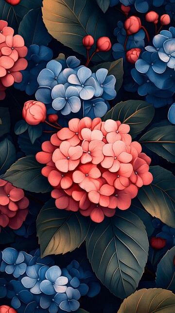 粉蓝绿花卉图案1