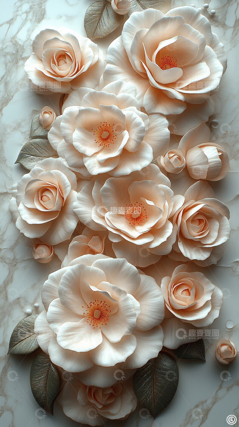 高清大图下载【趣麦麦图】-白玫瑰珍珠壁纸3