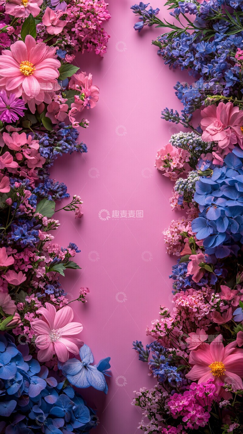 高清大图下载【趣麦麦图】粉色花艺边框2