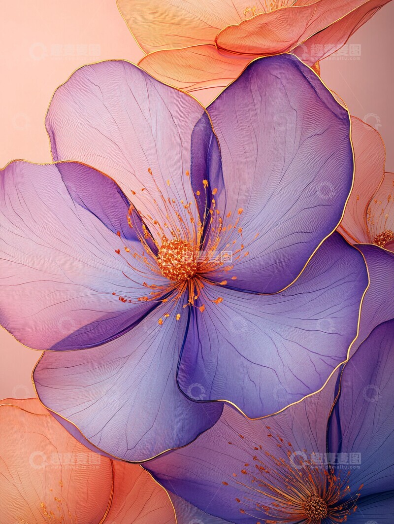 高清大图下载【趣麦麦图】酒精墨水金色花瓣1