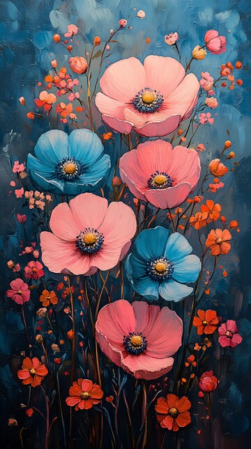 粉蓝绿花卉图案2