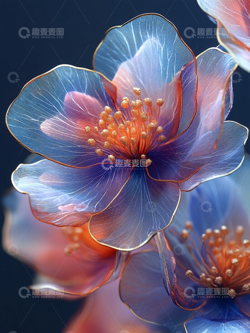 高清大图下载【趣麦麦图】酒精墨水金色花瓣3