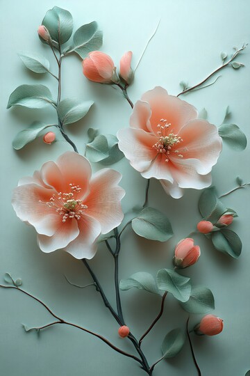 粉色花朵浮雕画2