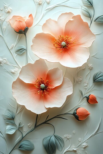 粉色花朵浮雕画3