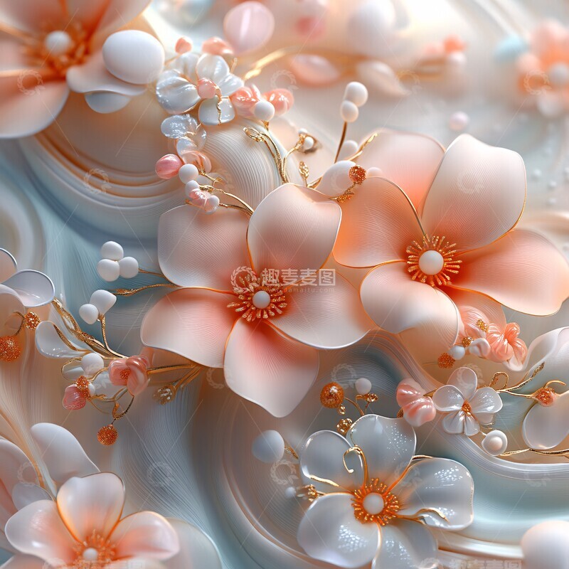 高清大图下载【趣麦麦图】柔美花卉图案1