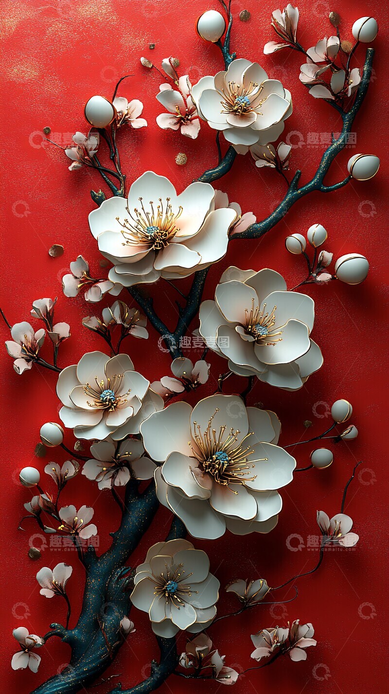 高清大图下载【趣麦麦图】金色元素花朵背景