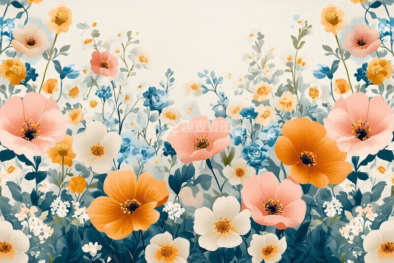 高清大图下载【趣麦麦图】复古小花印花图案1