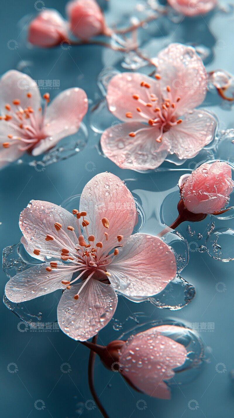 高清大图下载【趣麦麦图】粉色白色小花树脂