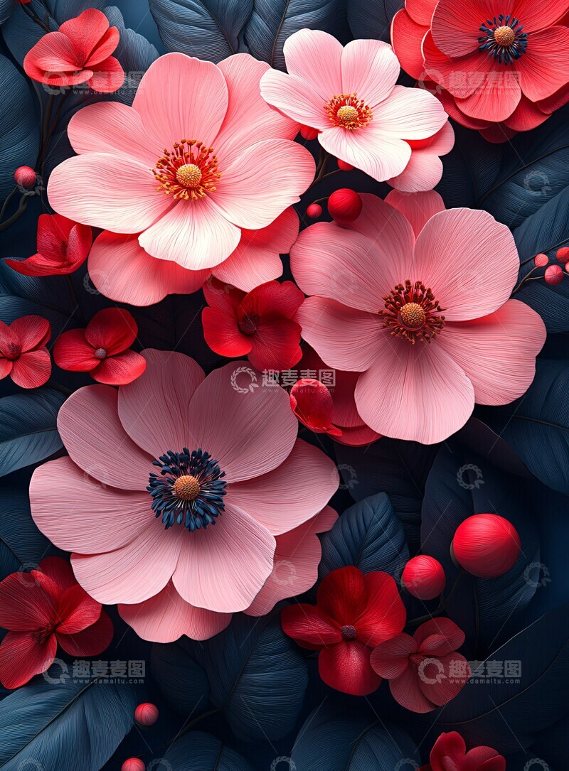 高清大图下载【趣麦麦图】粉色红色花朵壁纸1