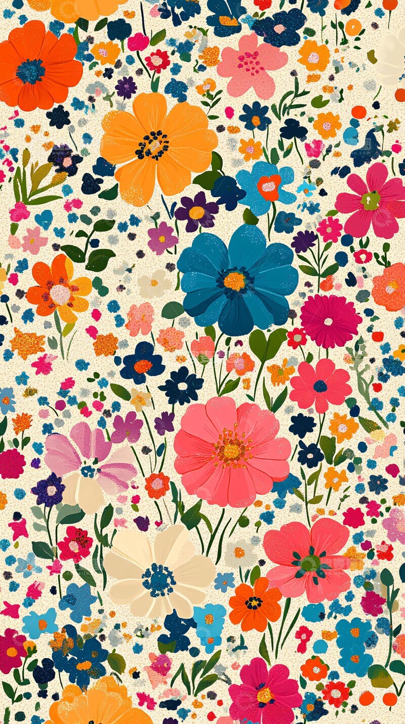 高清大图下载【趣麦麦图】亮色亮片花朵图案