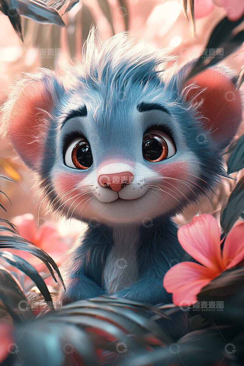 高清大图下载【趣麦麦图】粉色水彩花环3