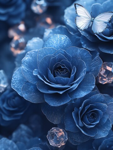 蓝玫瑰白蝶晶体3