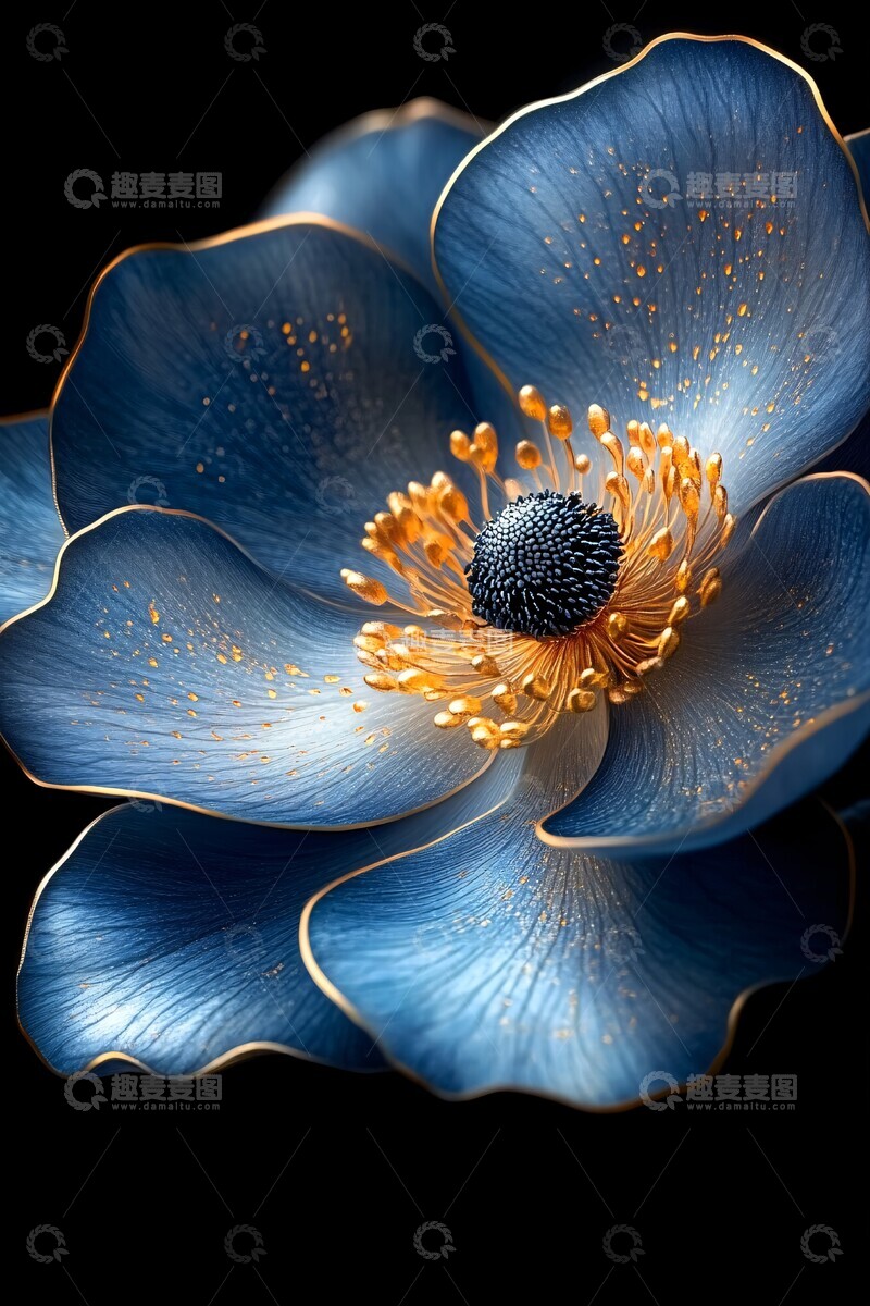 高清大图下载【趣麦麦图】巨型蓝金花巨型黑色银色