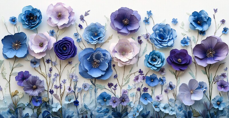 高清大图下载【趣麦麦图】水彩纸花刺绣图案3