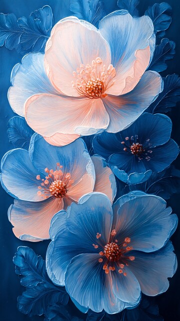 蓝白粉花朵盛开图1