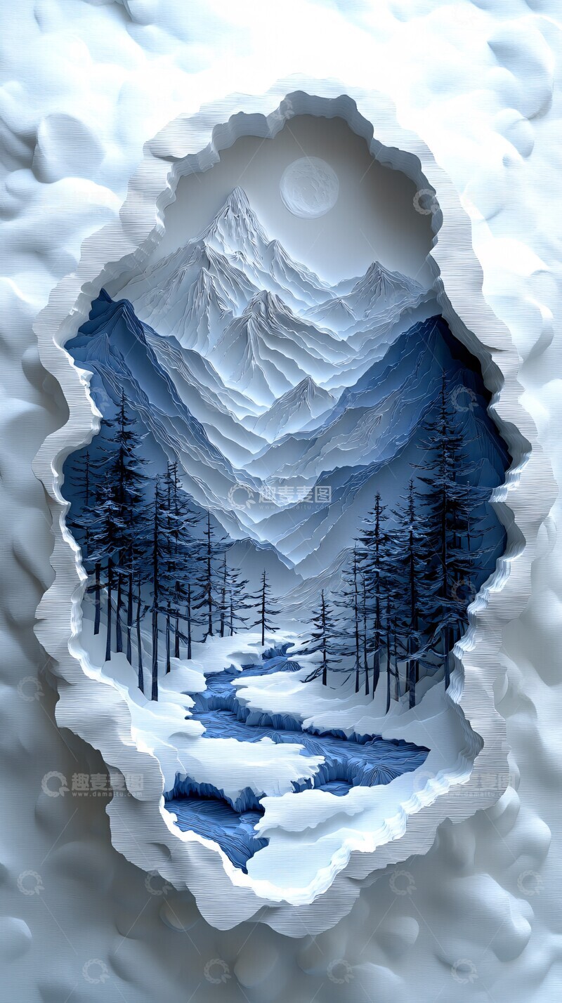 高清大图下载【趣麦麦图】冬日纸艺图案1
