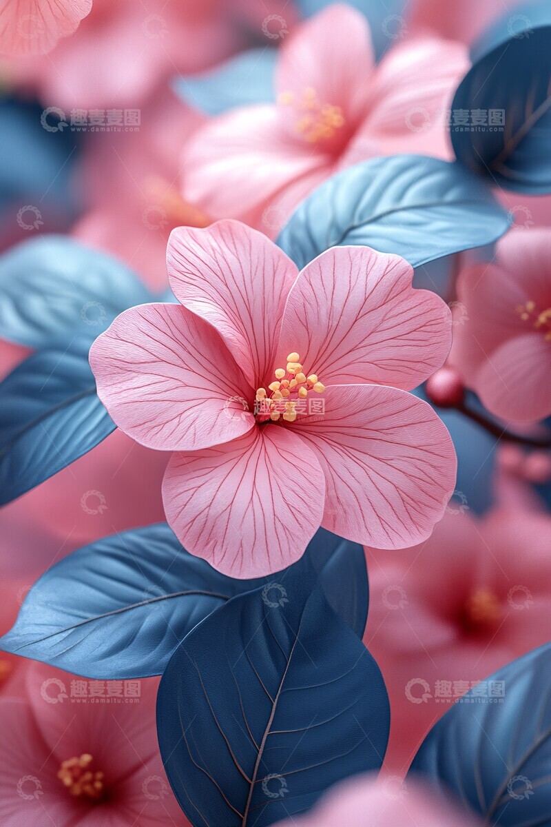 高清大图下载【趣麦麦图】粉色水彩花环