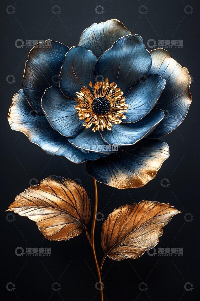 高清大图下载【趣麦麦图】巨型蓝金花巨型黑色银色3