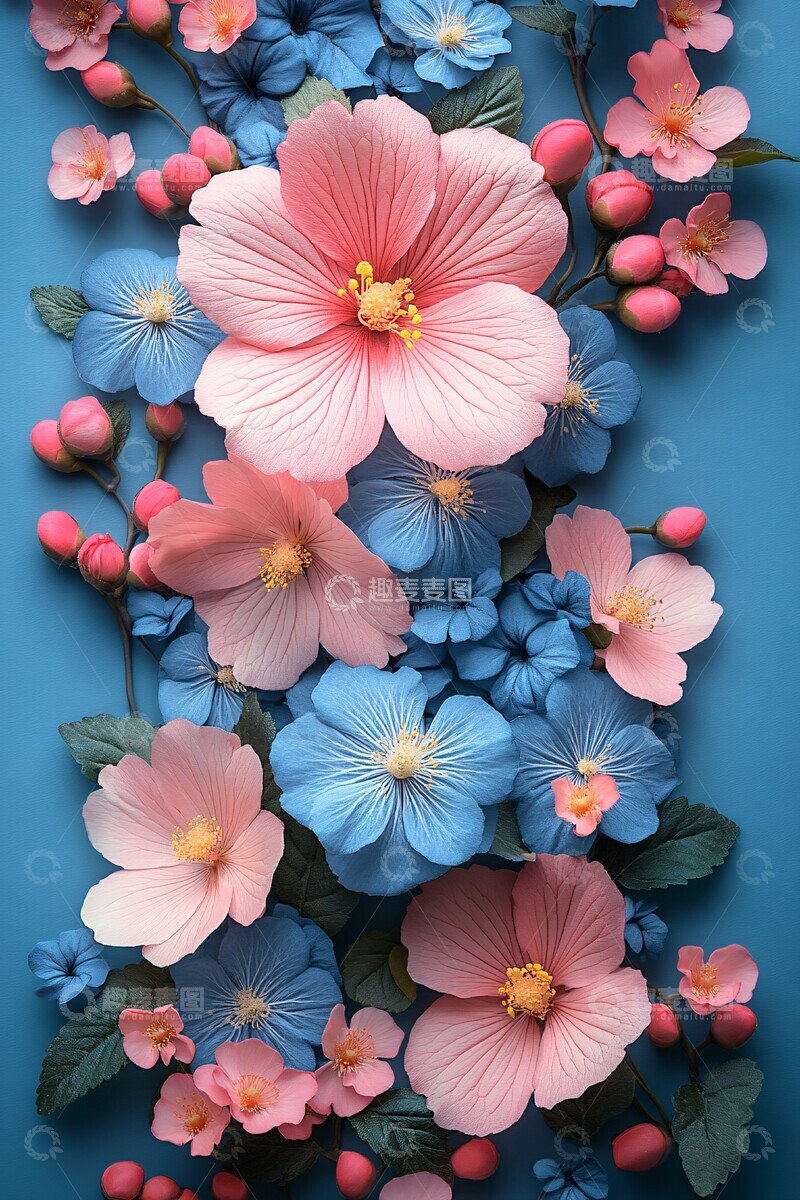 高清大图下载【趣麦麦图】春日花语粉色紫色青色