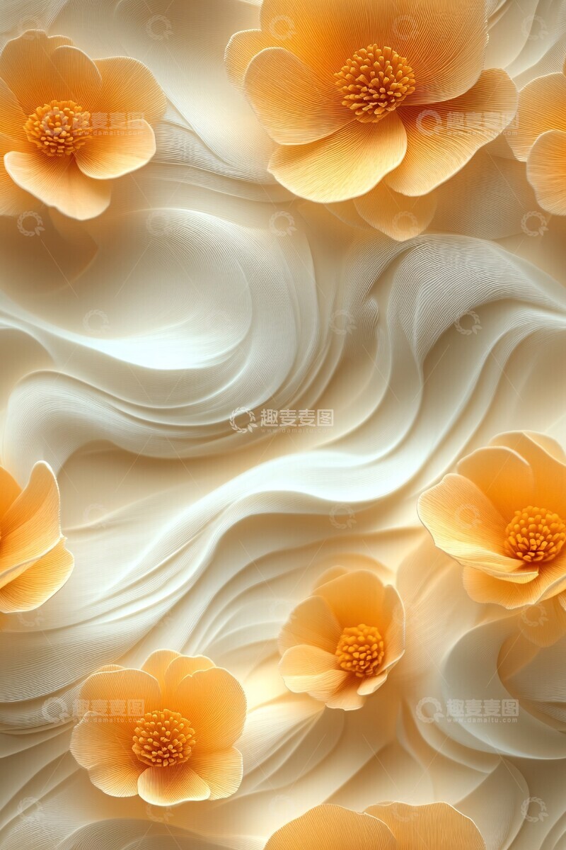 高清大图下载【趣麦麦图】黄色花朵玻璃图案3