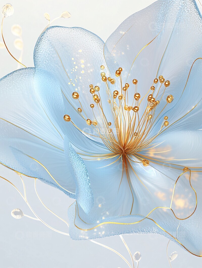 高清大图下载【趣麦麦图】蓝色花瓣金色雄蕊1