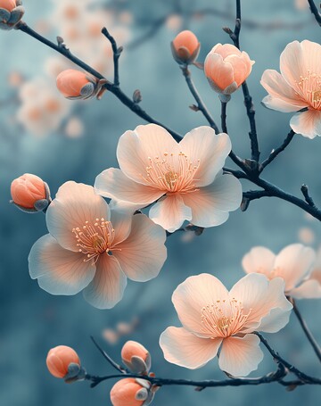 薄荷蓝花朵纹样